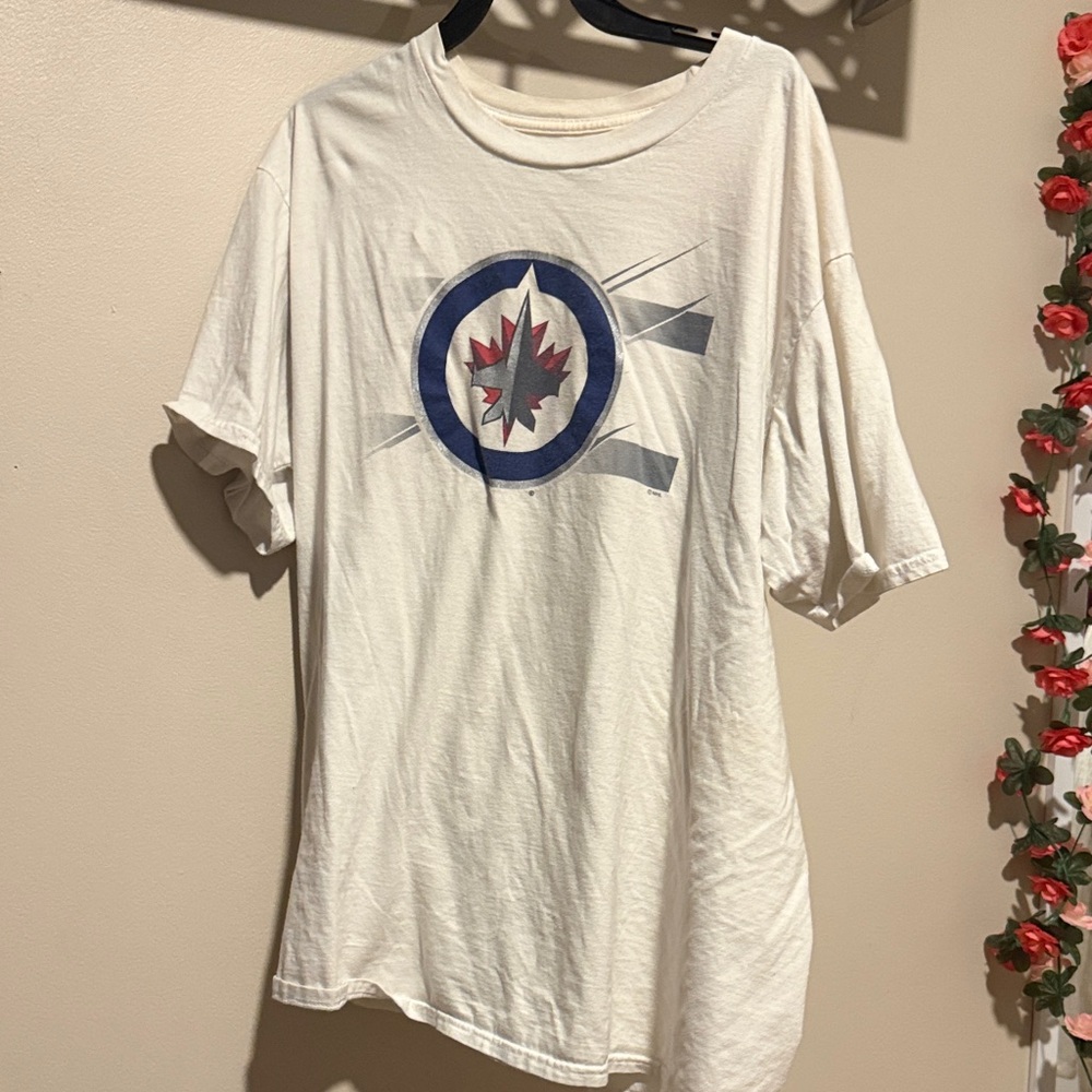 White Graphic Short Sleeve Tee Winnipeg Jets Hockey Team